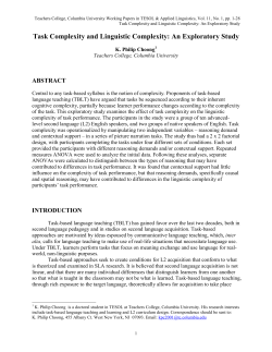Task Complexity and Linguistic Complexity