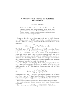 A NOTE ON THE RANGE OF TOEPLITZ OPERATORS Denote by T