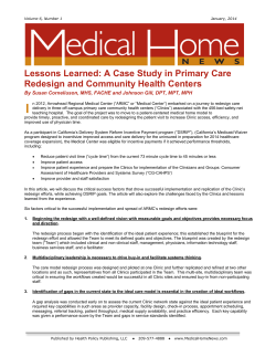 A Case Study in Primary Care Redesign and Community Health