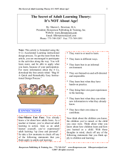 The Secret of Adult Learning Theory: It`s NOT