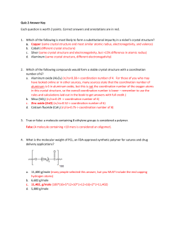 Quiz 2 Answer Key Each question is worth 2 points. Correct answers
