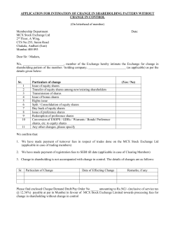 Change in Shareholding without change in Control