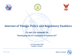 Internet of Things: Policy and Regulatory Enablers