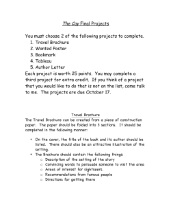 The Cay Final Projects You must choose 2 of the following projects