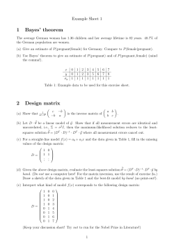 1 Bayes` theorem 2 Design matrix