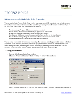 process holds - Terrapin Consulting