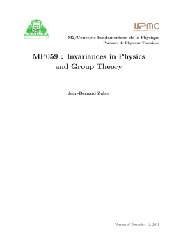MP059 : Invariances in Physics and Group Theory