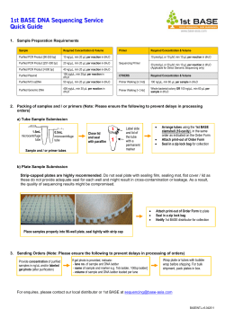 1st BASE DNA Sequencing Service Quick Guide