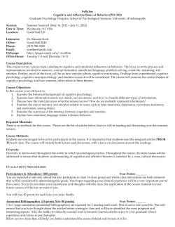 Syllabus Cognitive and Affective Bases of Behavior