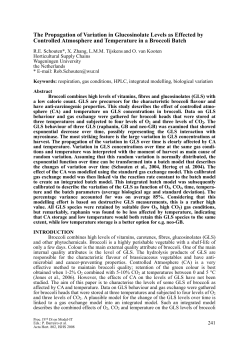 The Propagation of Variation in Glucosinolate Levels as Effected by