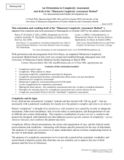 An Orientation to Complexity Assessment