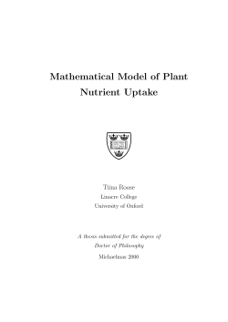 Mathematical Model of Plant Nutrient Uptake