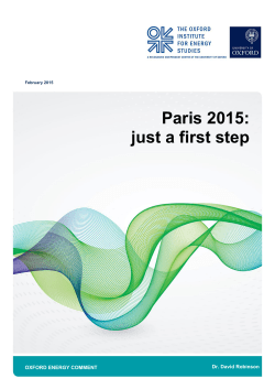 Paris 2015: just a first step - Oxford Institute for Energy Studies
