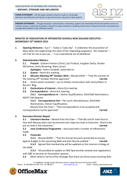 EXEC MINS 25 03 15 - Association of Integrated Schools New