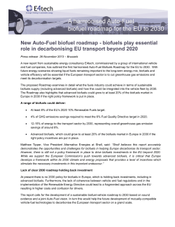 New Auto-Fuel biofuel roadmap - biofuels play essential
