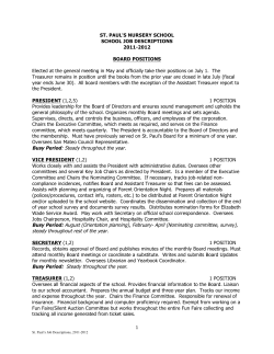 ST. PAUL`S NURSERY SCHOOL SCHOOL JOB DESCRIPTIONS