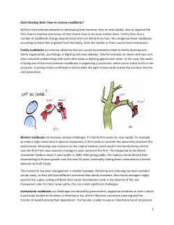 1 Short Reading Note: How to remove roadblocks? All firms face