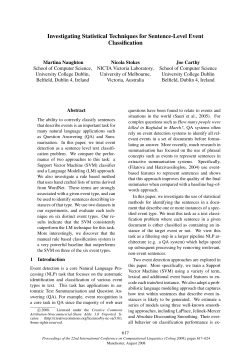 Investigating Statistical Techniques for Sentence