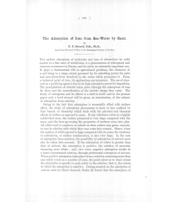 The Adsorption of Ions from Sea-Water by Sand.