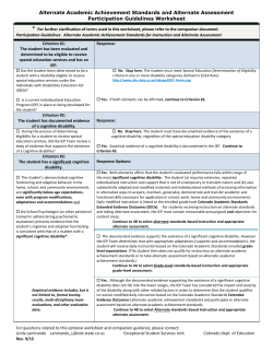Participation Guidelines: Alternate Academic Achievement