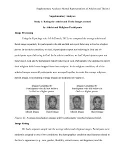 Supplementary Analyses: Mental Representations of Atheists and