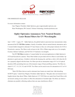 Ophir Optronics Announces New Neutral Density Laser Beam Filters