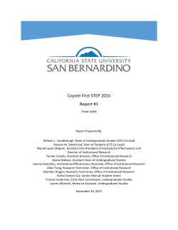 CSUSB Coyote First STEP 2015 Report #1