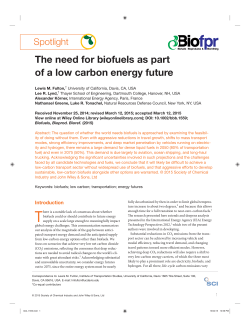 The need for biofuels as part of a low carbon energy future