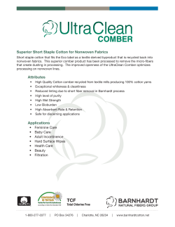 Superior Short Staple Cotton for Nonwoven