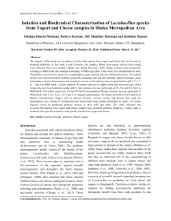 Isolation and Biochemical Characterization of Lactobacillus species