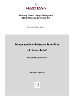 Entrepreneurship and Professional Service Firms