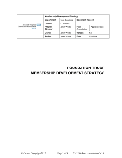 Membership Strategy - University Hospitals Coventry and