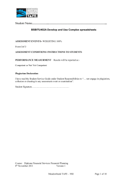 Assignment Develop Complex spread sheets