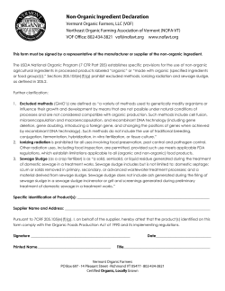 Non-organic Ingredient Declaration
