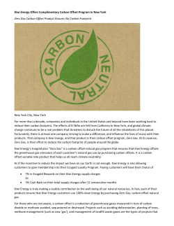Kiwi Energy Offers Complimentary Carbon Offset Program in New