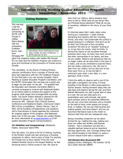 Canadian Yearly Meeting Quaker Education Program Newsletter