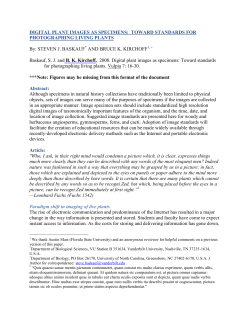 DIGITAL PLANT IMAGES AS SPECIMENS: TOWARD STANDARDS