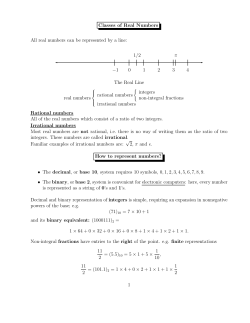 Classes of Real Numbers All real numbers can be represented by a