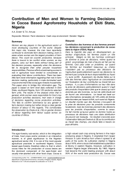 Contribution of Men and Women to Farming Decisions in Cocoa