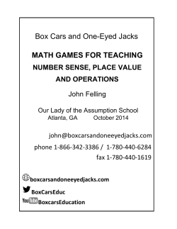 Box Cars and One-Eyed Jacks MATH GAMES FOR TEACHING