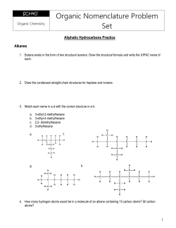 Alkanes, Alkenes, Alkynes and Cyclic Hydrocarbons