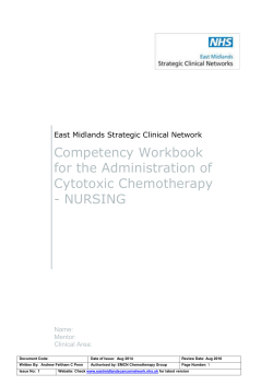 Competency Workbook for the Administration of Cytotoxic