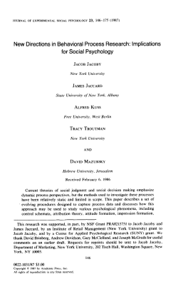 New Directions in Behavioral Process Research: Implications for