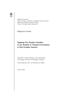 Ma lgorzata Snarska Applying Free Random Variables to the