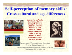 Self-perception of memory skills: Cross cultural and age differences