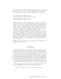 Boosting Search with Variable Elimination in Constraint