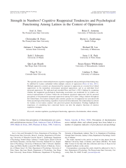 Cognitive Reappraisal Tendencies and Psychological Functioning