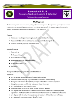 RTLB Appraisal &ldquo;Performance appraisals occur every year as part of