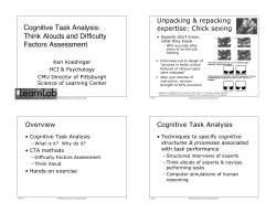 Cognitive Task Analysis: Think Alouds and Difficulty