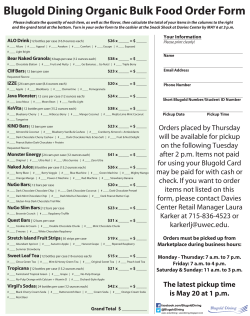 Blugold Dining Organic Bulk Food Order Form